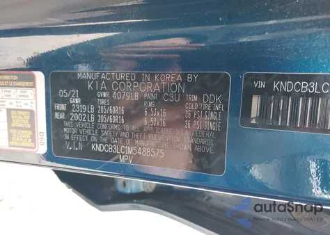 2021 Kia Niro Lx from USA, damaged, VIN KNDCB3LC1M5488575